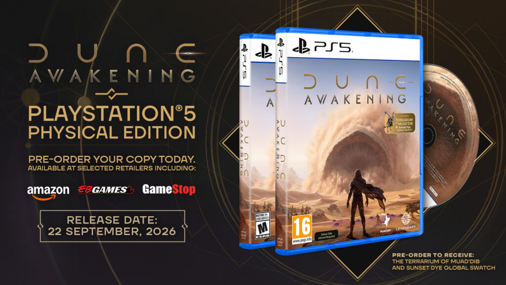 Physical edition of Dune: Awakening releases for PlayStation 5 this fall – pre-order now! 1 DA July Deep Dive Retail Graphic SoMe 16x9 1